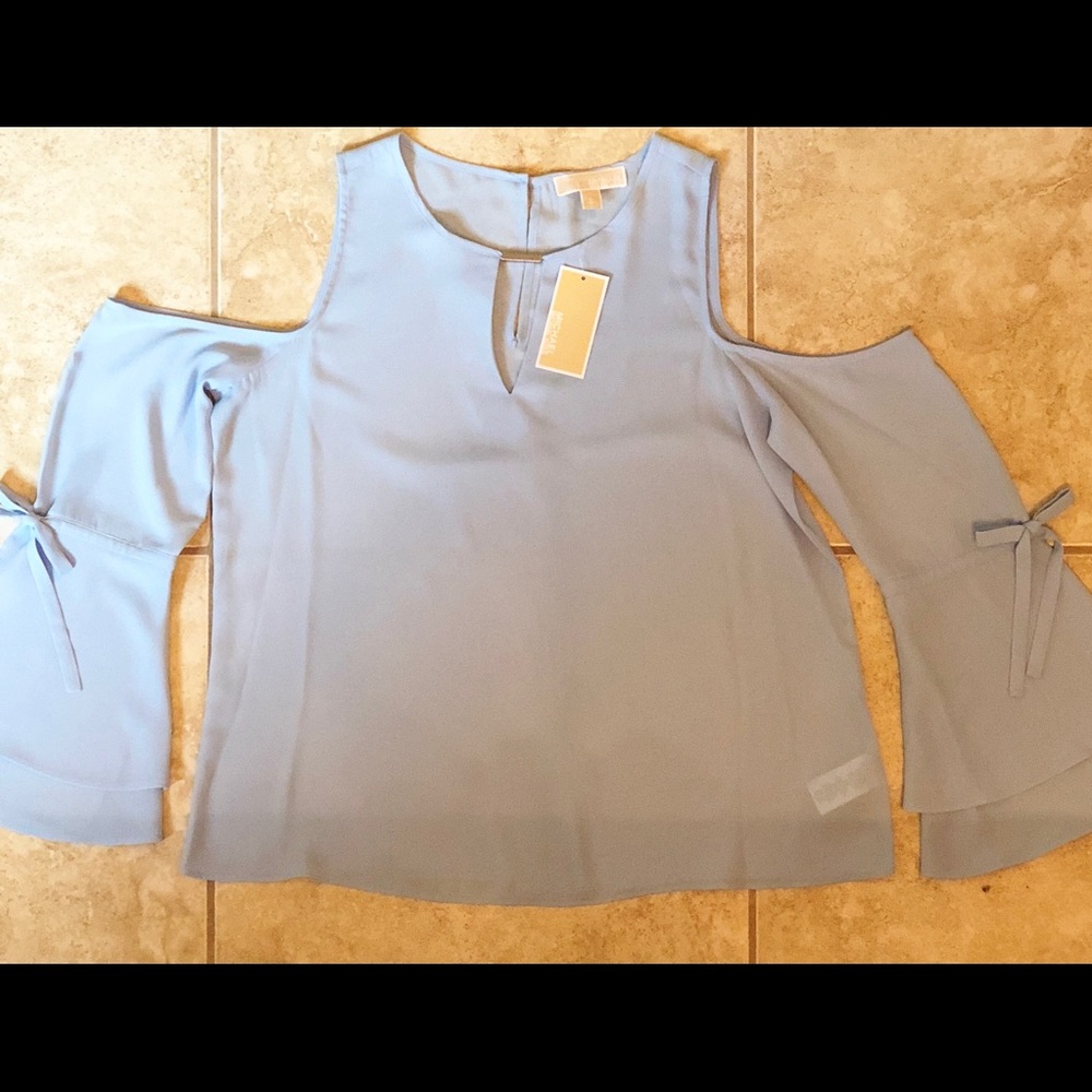 Michael Kors cold shoulder long sleeve LIGHT BLUE - Picture 6 of 6